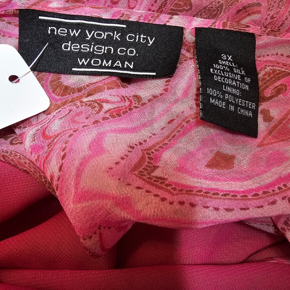 🌸2 piece tank/short sleeved sheer blouse, NYC Design, size 3X - Picture 5 of 7